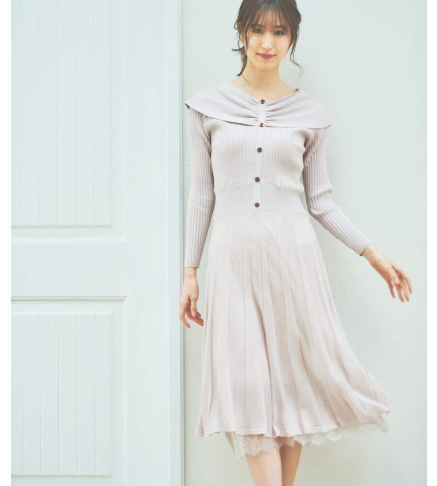 シアーニットオフショルダーワンピース ワンピース ドレス Laisse Passe レッセパッセ ルック公式ファッションブランド通販サイト Look E Shop