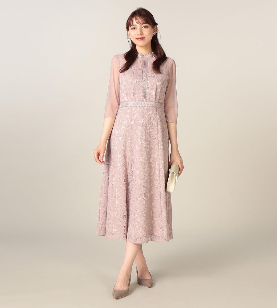 レッセパッセ　お呼ばれドレス　スタンドカラーレースナロードレス　結婚式などに LAISSE PASSE（レッセパッセ）の「《お呼ばれドレス》スタンド