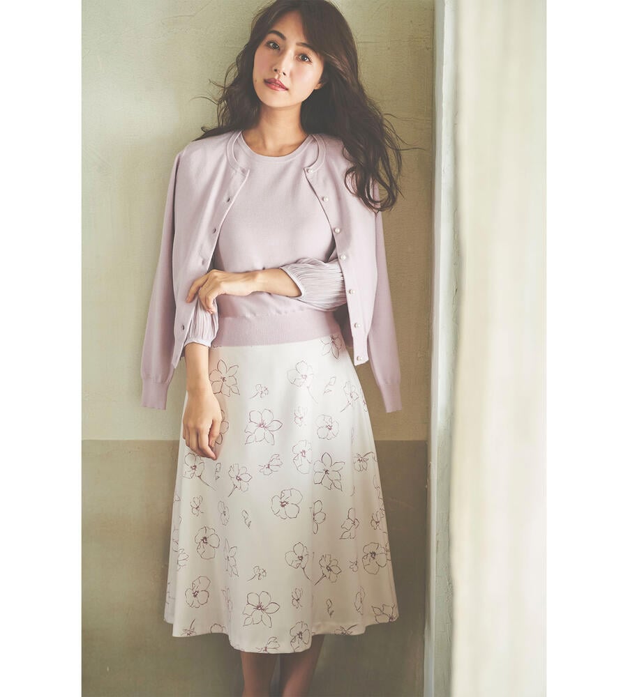 ラインフラワープリントスカート スカート Debut De Fiore デビュードフィオレ ルック公式ファッションブランド通販サイト Look E Shop