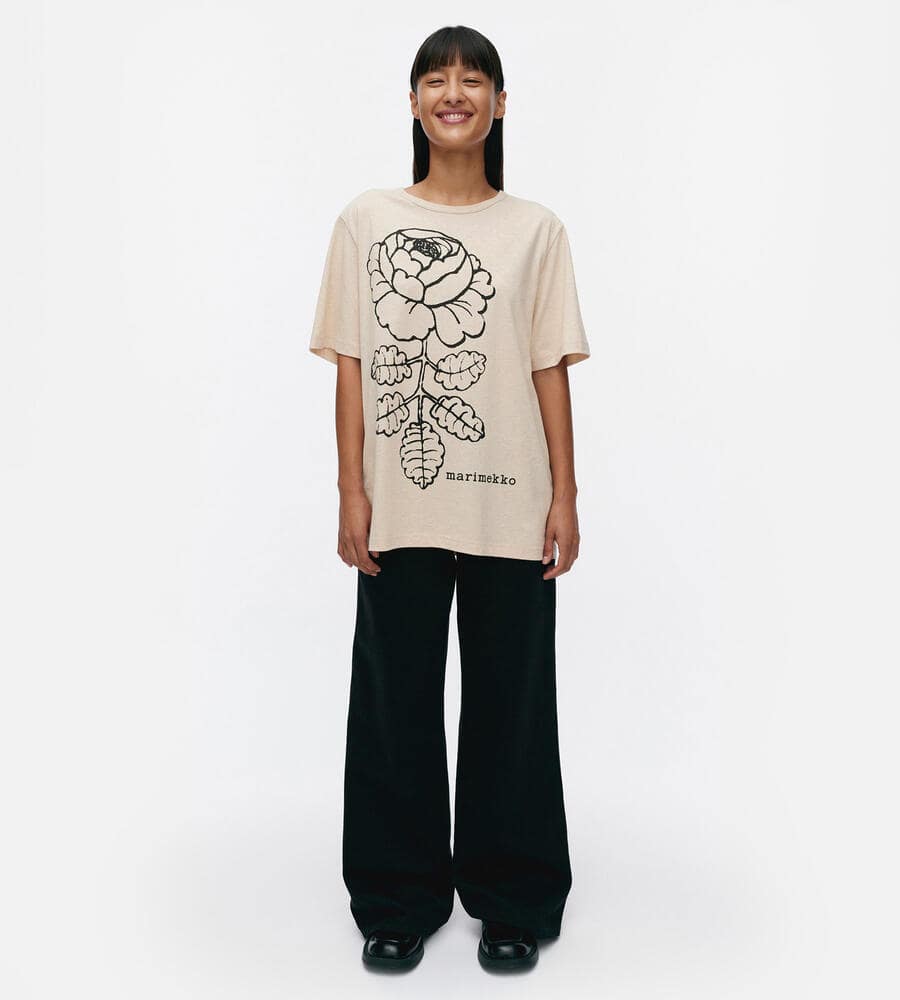 マリメッコVeisto Vihkiruusu Placement Tシャツ Veisto Vihkiruusu Placement Tシャツ | Maija Isola