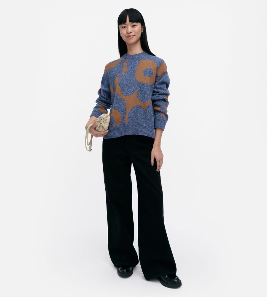 マリメッコ　Unikko　ニット ネイビー　モックネック　S　ウニッコ マリメッコ Unikko ニット ネイビー モックネック S ウニッコ