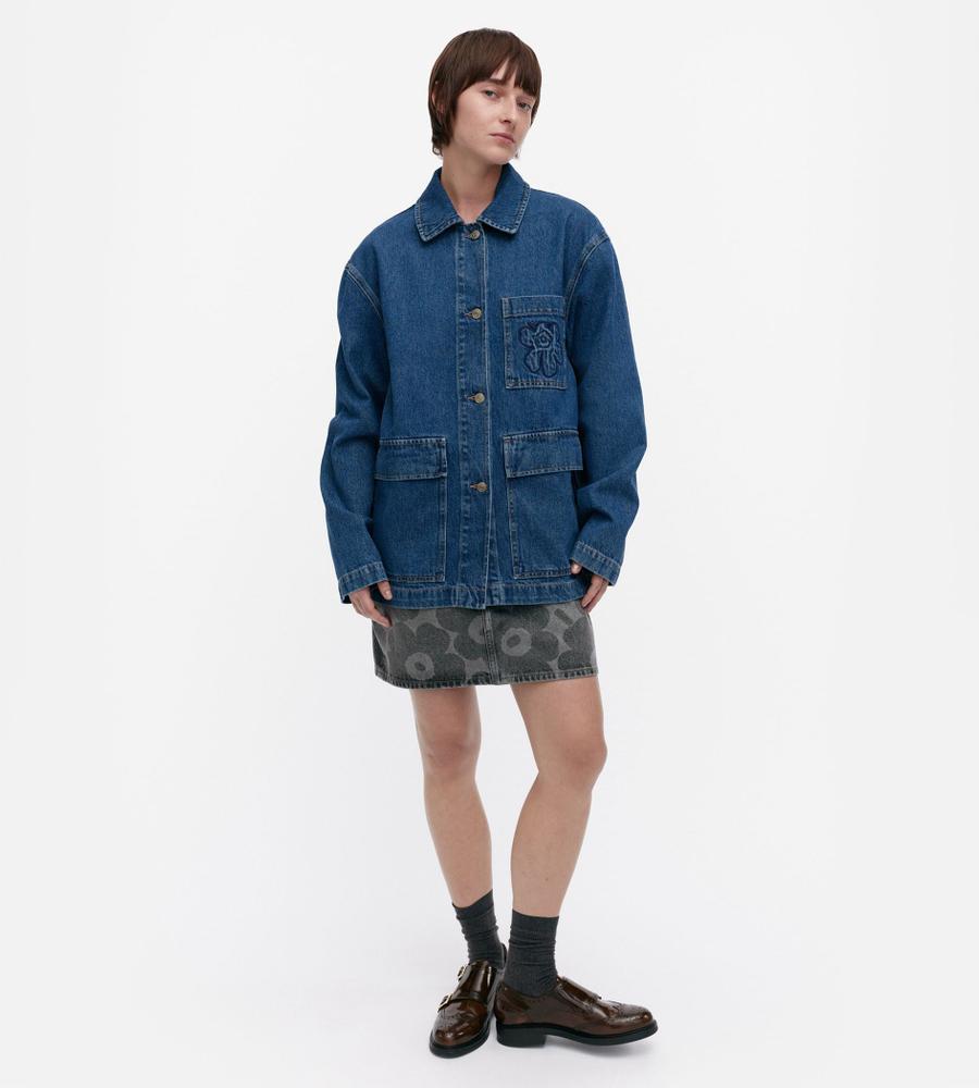 marimekko 花柄デニムジャケット S marimekko】Maridenim Murros Unikko デニム ジャケット