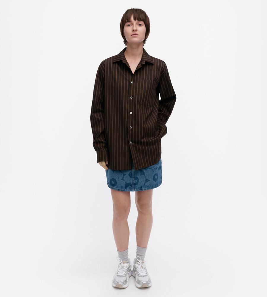 【お値下げ】マリメッコ ヨカポイカシャツ　黒ｘ茶　Ｓ Jokapoika / Shirt（シャツ/ブラウス）｜marimekko（マリメッコ