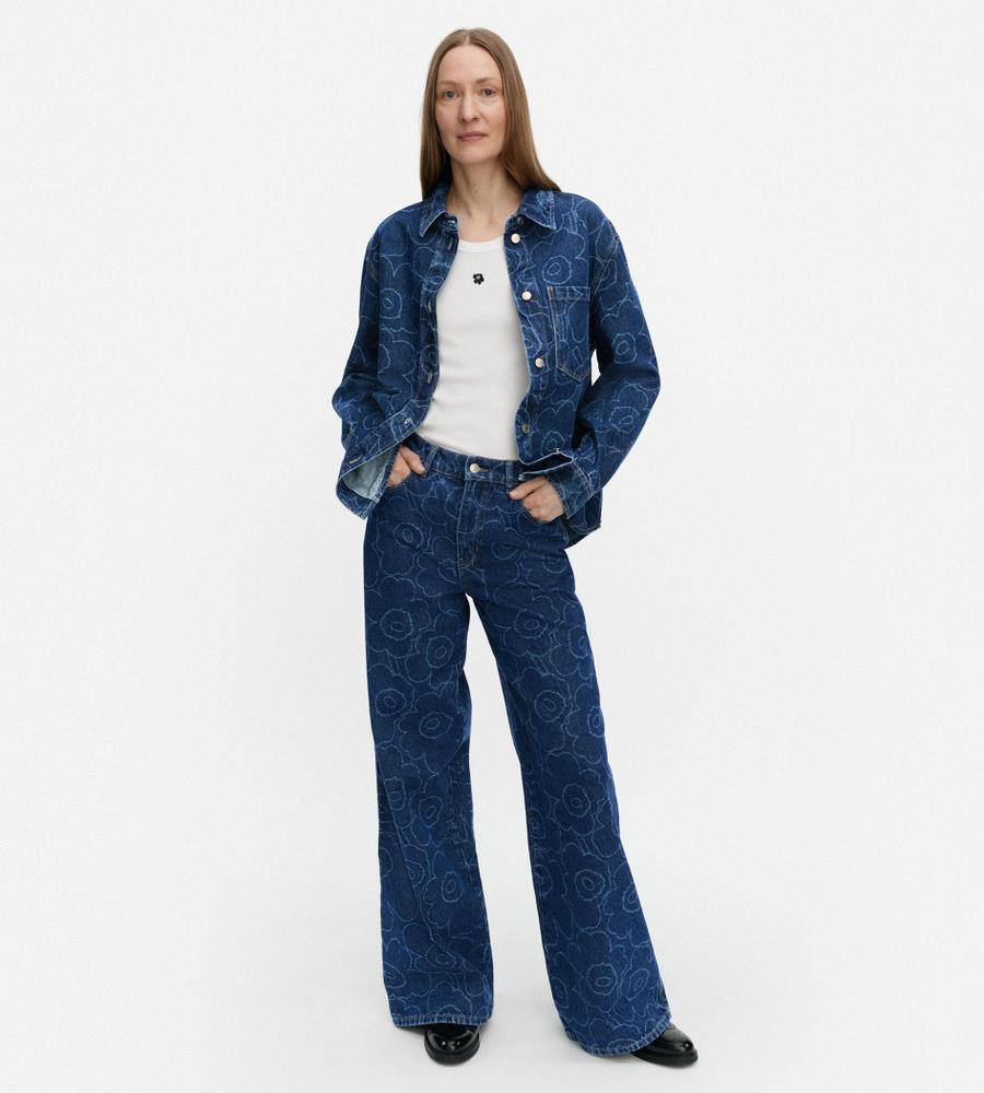 限定 marimekko Maridenim Unikko デニムシャツ 42 日本・フィンランド限定】Maridenim Vaihe Piirto Unikko シャツ