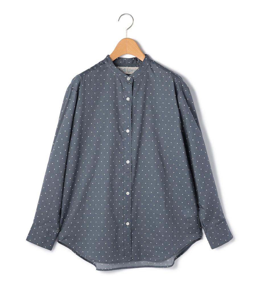 MidiUmi ドットバンドカラーシャツ 黒 MARcourt｜MidiUmi ドット柄バンドカラーシャツ | Rakuten
