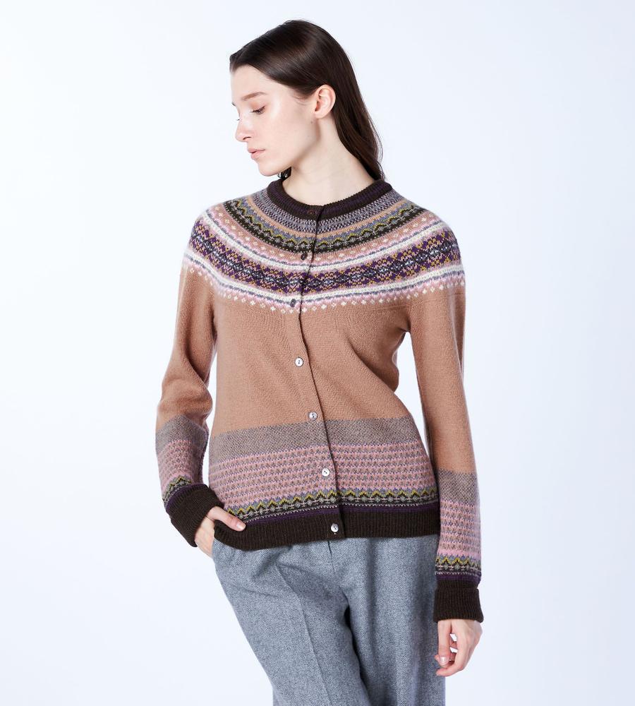 SCAPA ベージュウールジャケット 美品♡ 尾州ウールブレンドニットジャケット ベージュチェック LES MUES