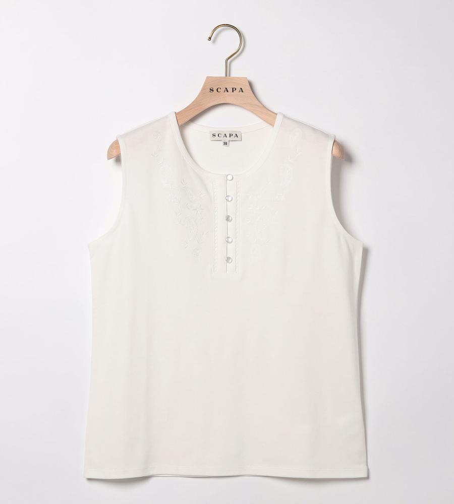 クリアエンブロノースリーブカットソー｜カットソー｜SCAPA(スキャパ
