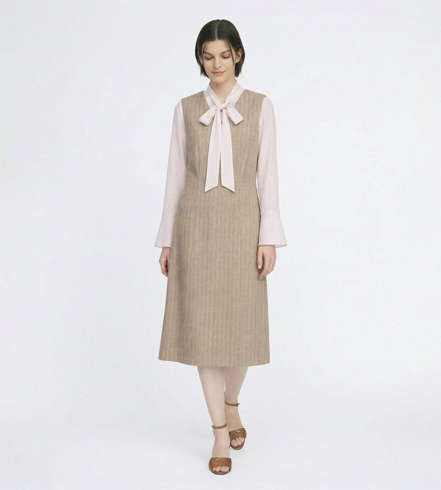リノコットンヘリンボンワンピース｜ドレス｜SCAPA(スキャパ)｜ルック 