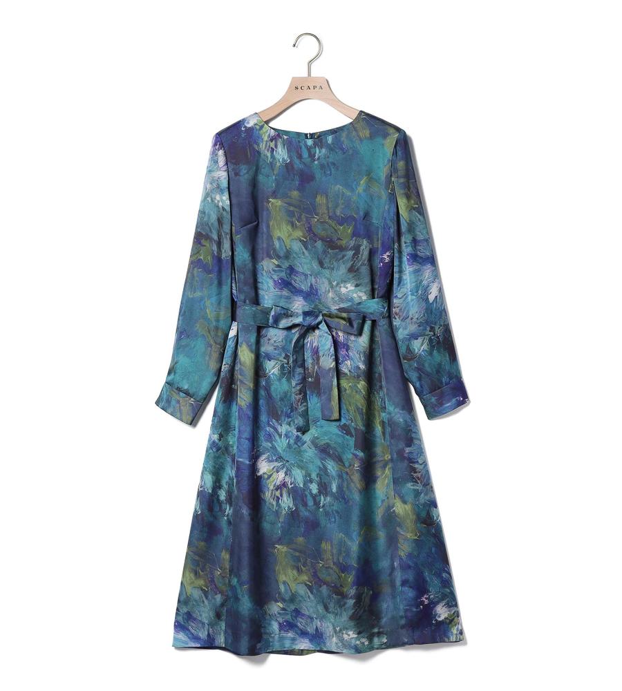 SCAPA　ワンピース ビンダフラワーワンピース｜手洗い可｜SCAPA Lサイズ(スキャパエル