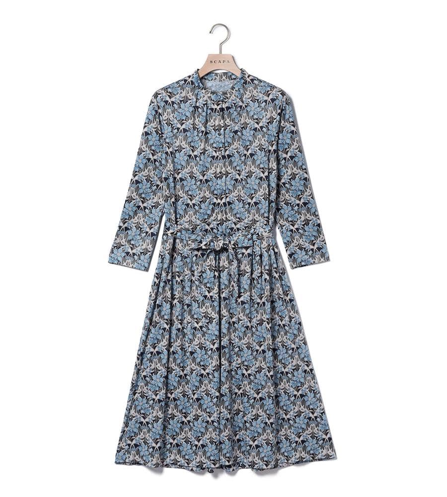 Liberty Printフラワーワンピース｜手洗い可｜SCAPA Lサイズ(スキャパ