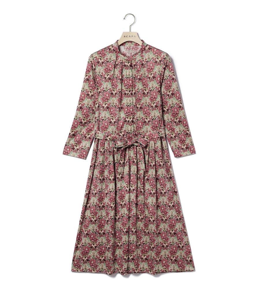 Liberty Printフラワーワンピース｜手洗い可｜SCAPA Lサイズ(スキャパ
