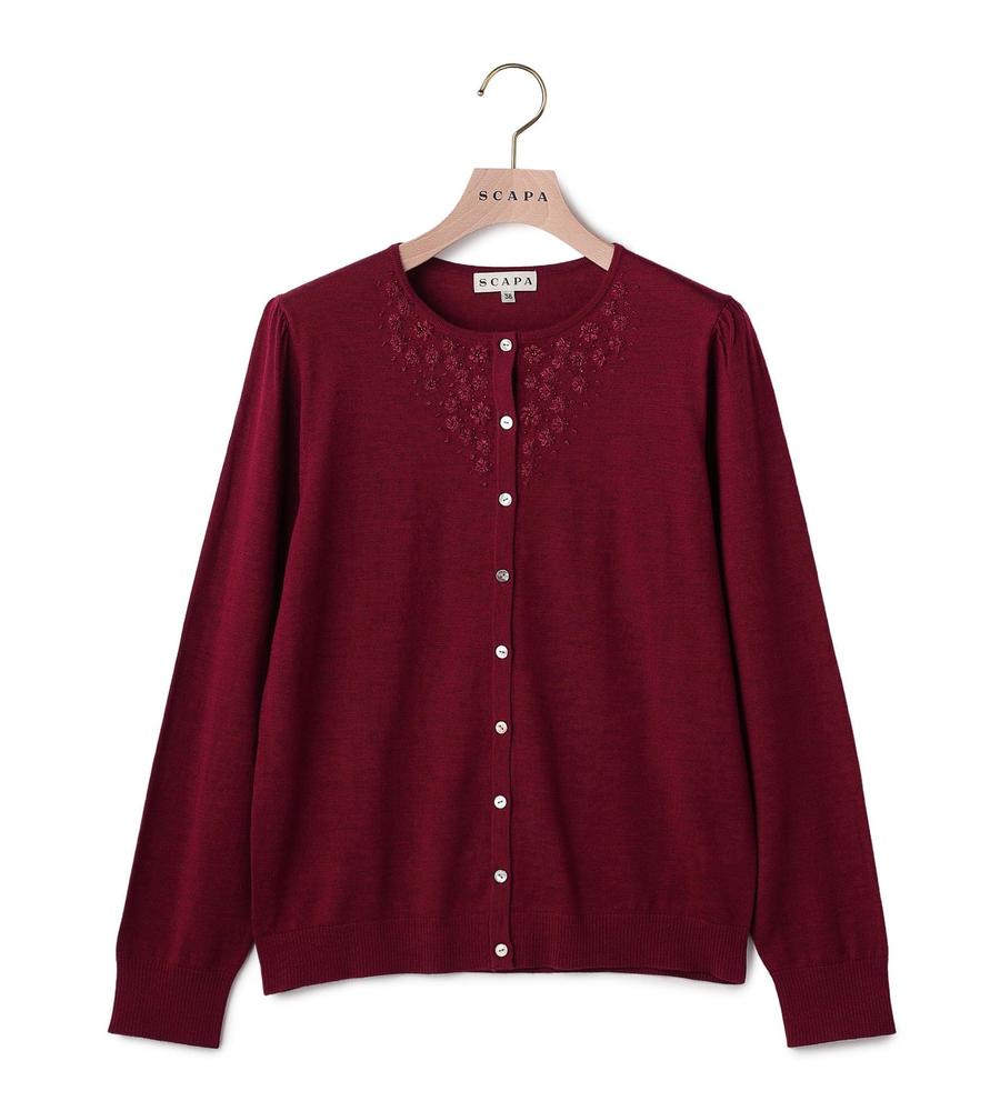 エンブロイダリーニットカーディガン｜ニット｜SCAPA Lサイズ(スキャパ