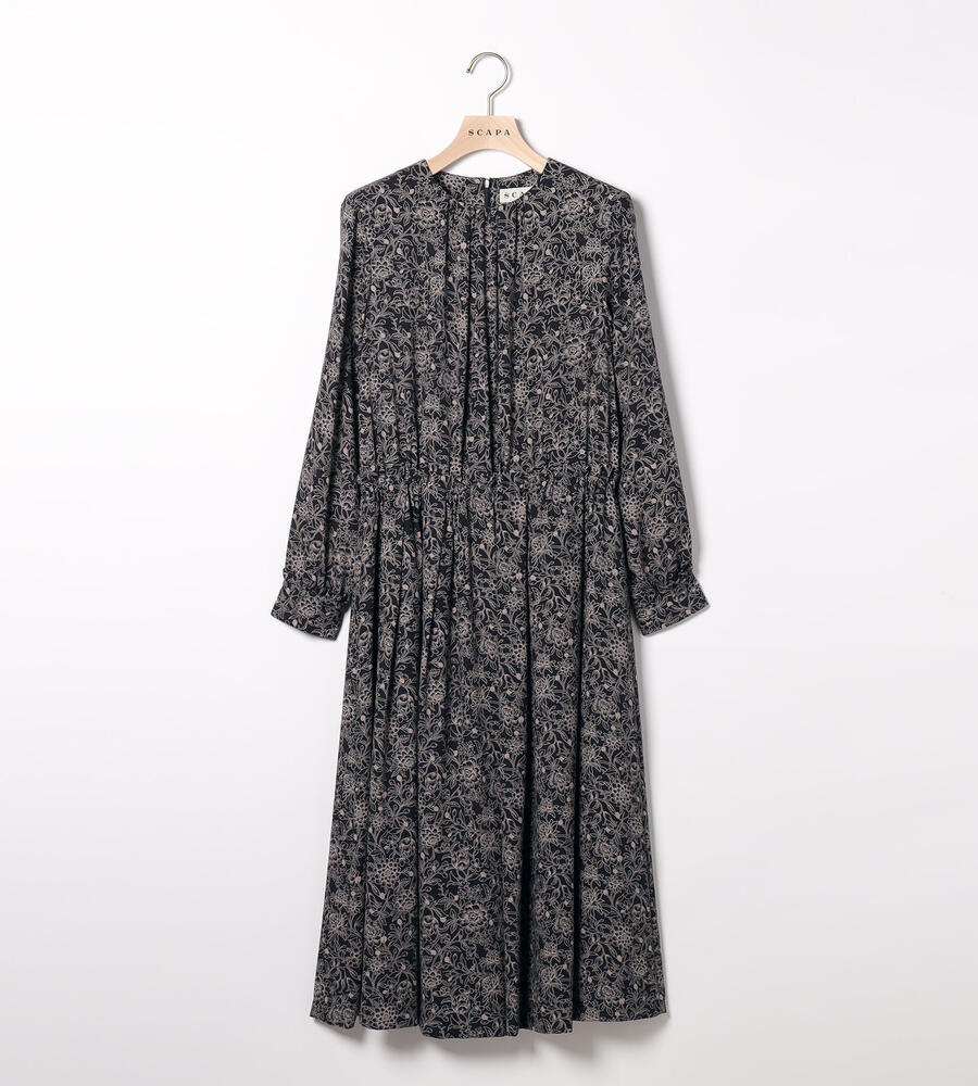 スマートフラワー長袖ワンピース｜手洗い可｜SCAPA Lサイズ(スキャパ