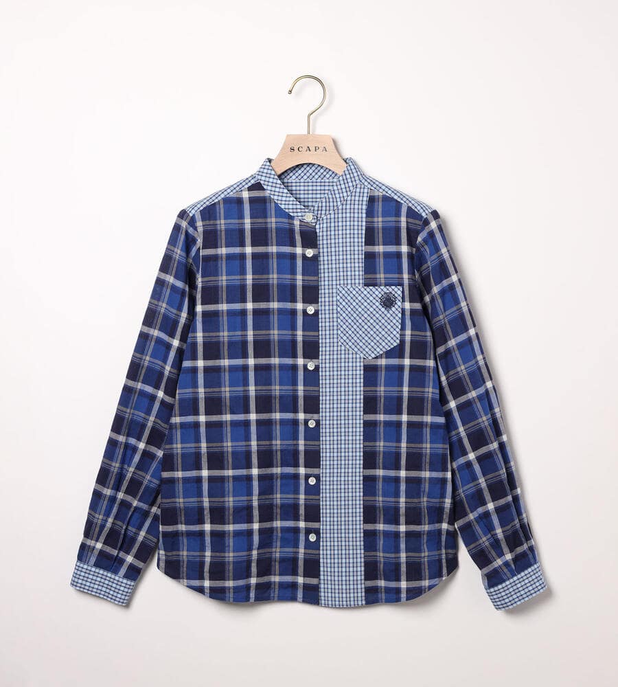 SCAPA Lサイズ / スキャパエルサイズ チェックパッチワークブラウス チェックパッチワークブラウス｜ブラウス・シャツ｜SCAPA L