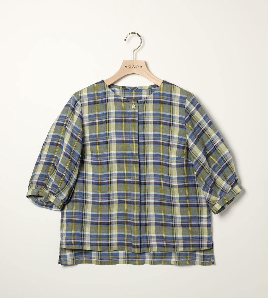SCAPA Lサイズ / スキャパエルサイズ リネンチェックブラウスシャツブラウス リネンチェックブラウス｜ブラウス・シャツ｜SCAPA Lサイズ
