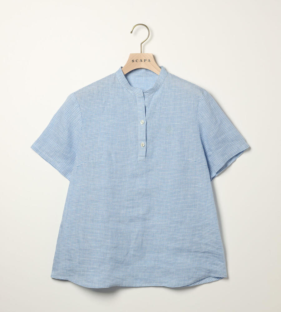 SCAPA Lサイズ / スキャパエルサイズ リネンギンガム半袖ブラウス リネンギンガム半袖ブラウス｜ブラウス・シャツ｜SCAPA Lサイズ