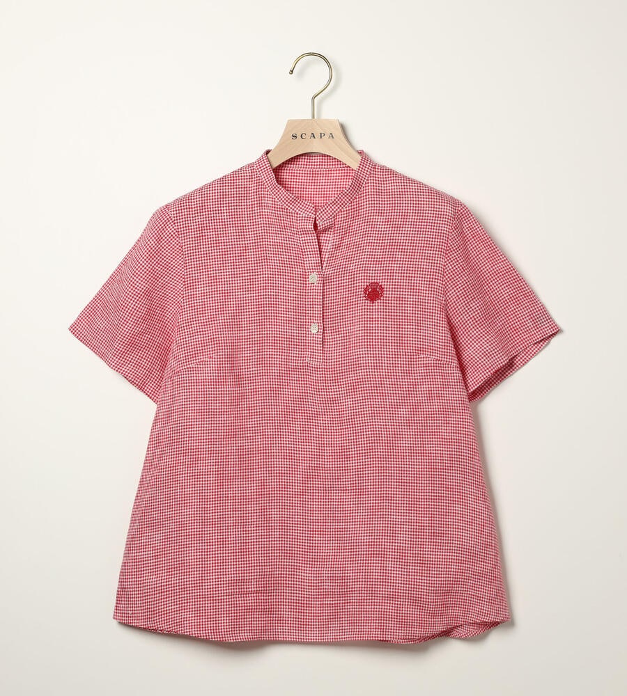 SCAPA Lサイズ / スキャパエルサイズ リネンギンガム半袖ブラウス リネンギンガム半袖ブラウス｜ブラウス・シャツ｜SCAPA Lサイズ