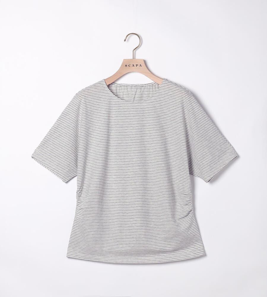 SCAPA Lサイズ / スキャパエルサイズ クールボーダーカットソー トリアセリブカットソーカーディガン （カットソー）｜SCAPA L