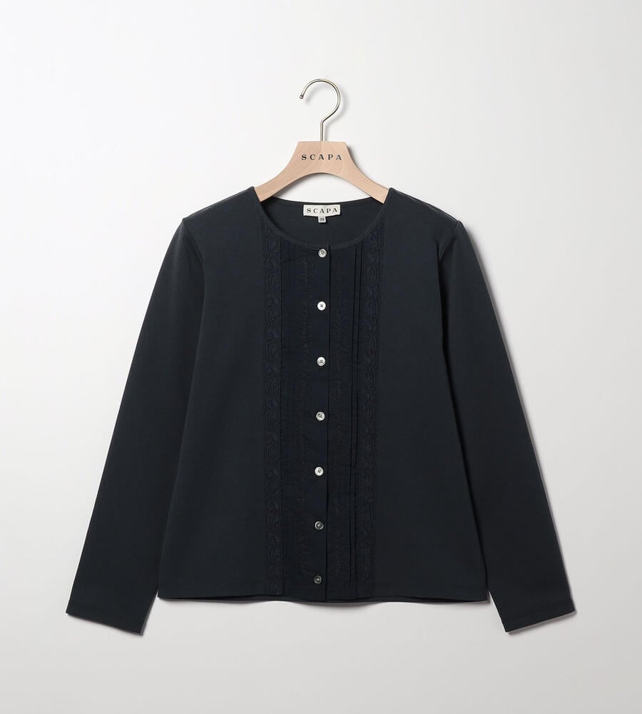 SCAPA Lサイズ / スキャパエルサイズ エンブロコンビジャージカーディガンカットソー エンブロコンビジャージカーディガンカットソー｜カットソー