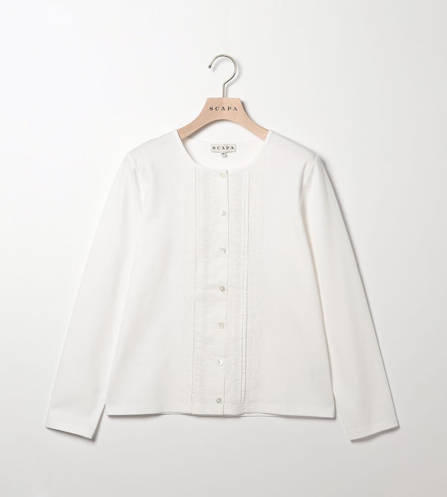 SCAPA Lサイズ / スキャパエルサイズ エンブロコンビジャージカーディガンカットソー エンブロコンビジャージカーディガンカットソー｜カットソー