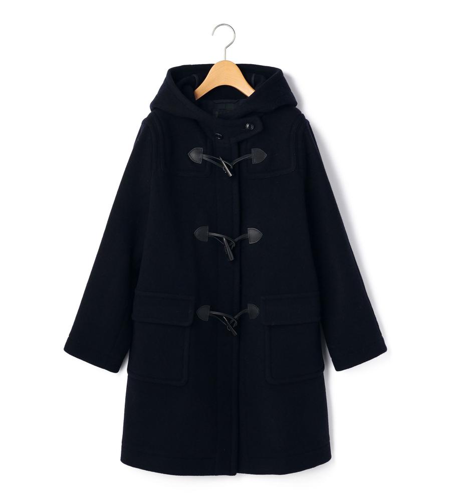 美品＊23AW MHL. ベーシックメルトンコート 黒 2 フーデッド 残りわずか】ベーシックコート / TEC SILKY MELTON(ステンカラー