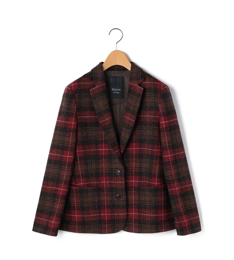 KEITH ベージュ チェック コート 数量限定】「COLLECTION LINE」ガンクラブチェック柄 ウール