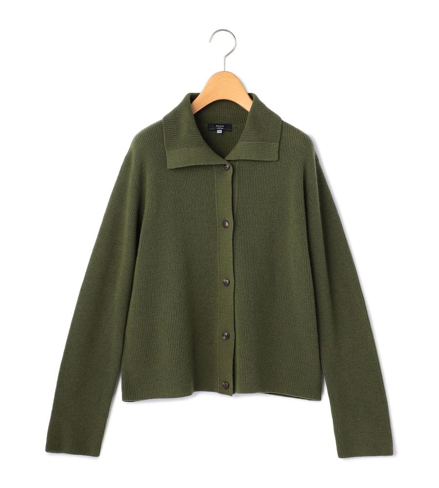WIZZARD ダークグリーン ボタン付きカーディガン WIZZARD ダークグリーン ボタン付きカーディガン