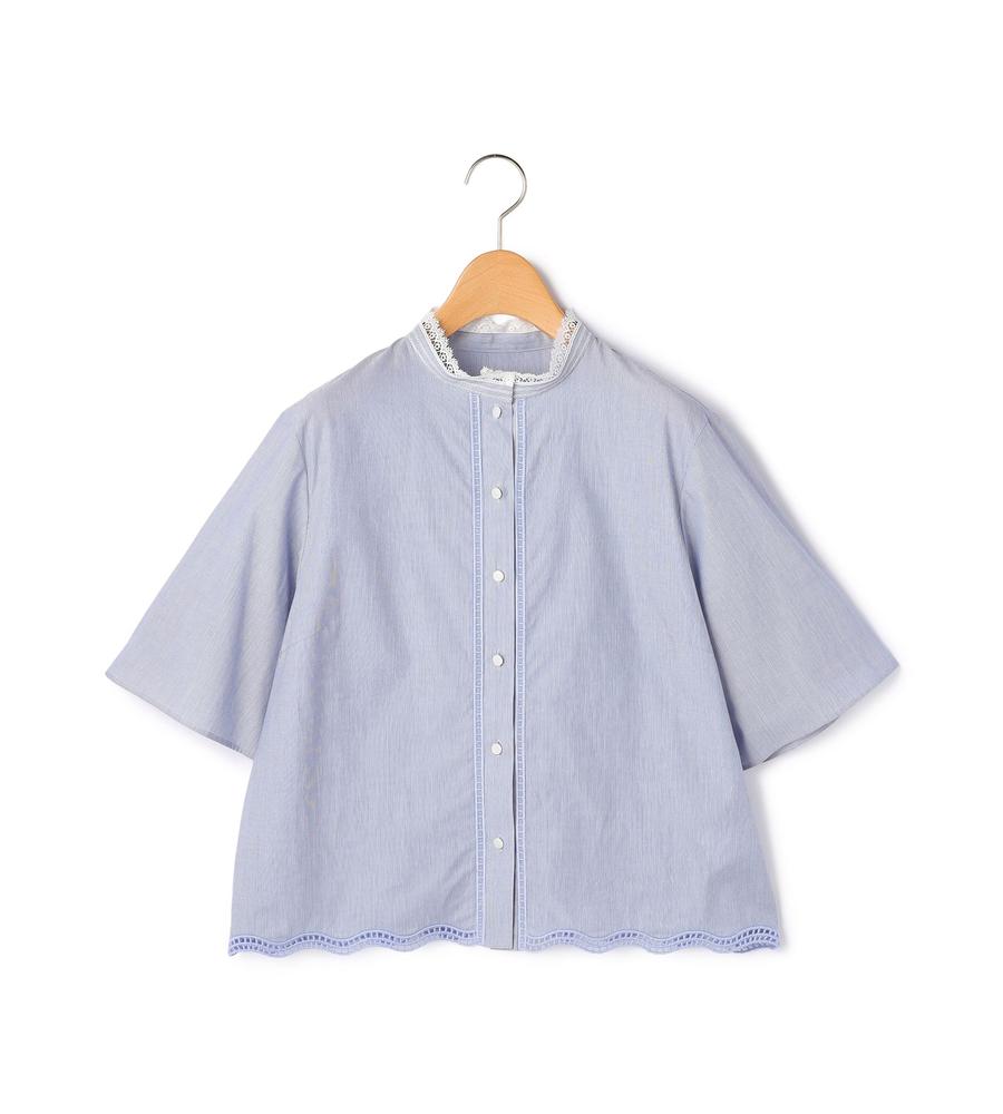美品⁑エブール　2way ローガンコットンストライプシャツブラウス　グレー　38 ヘアラインストライプシャツブラウス｜ブラウス・シャツ｜KEITH(キース